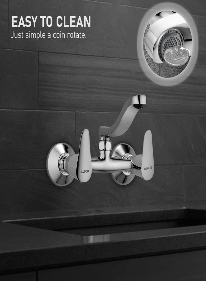 ALTON LRK9670 Brass Sink Mixer with Swinging Spout, Silver, Chrome Finish - Image 4
